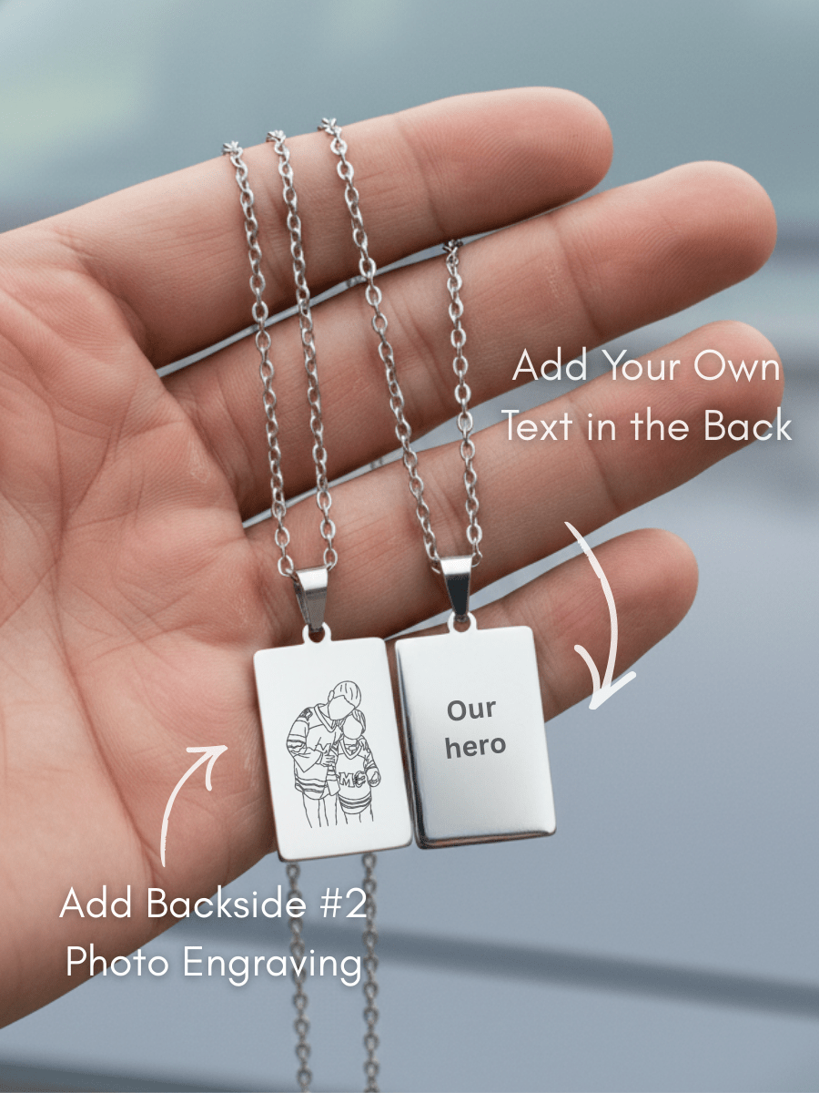 Dad Custom Engraved Photo Tag Necklace