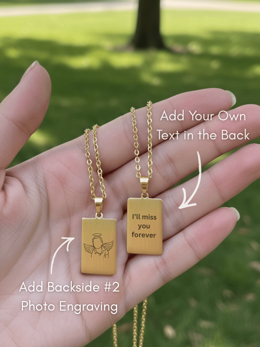 Memorial Custom Engraved Photo Tag Necklace