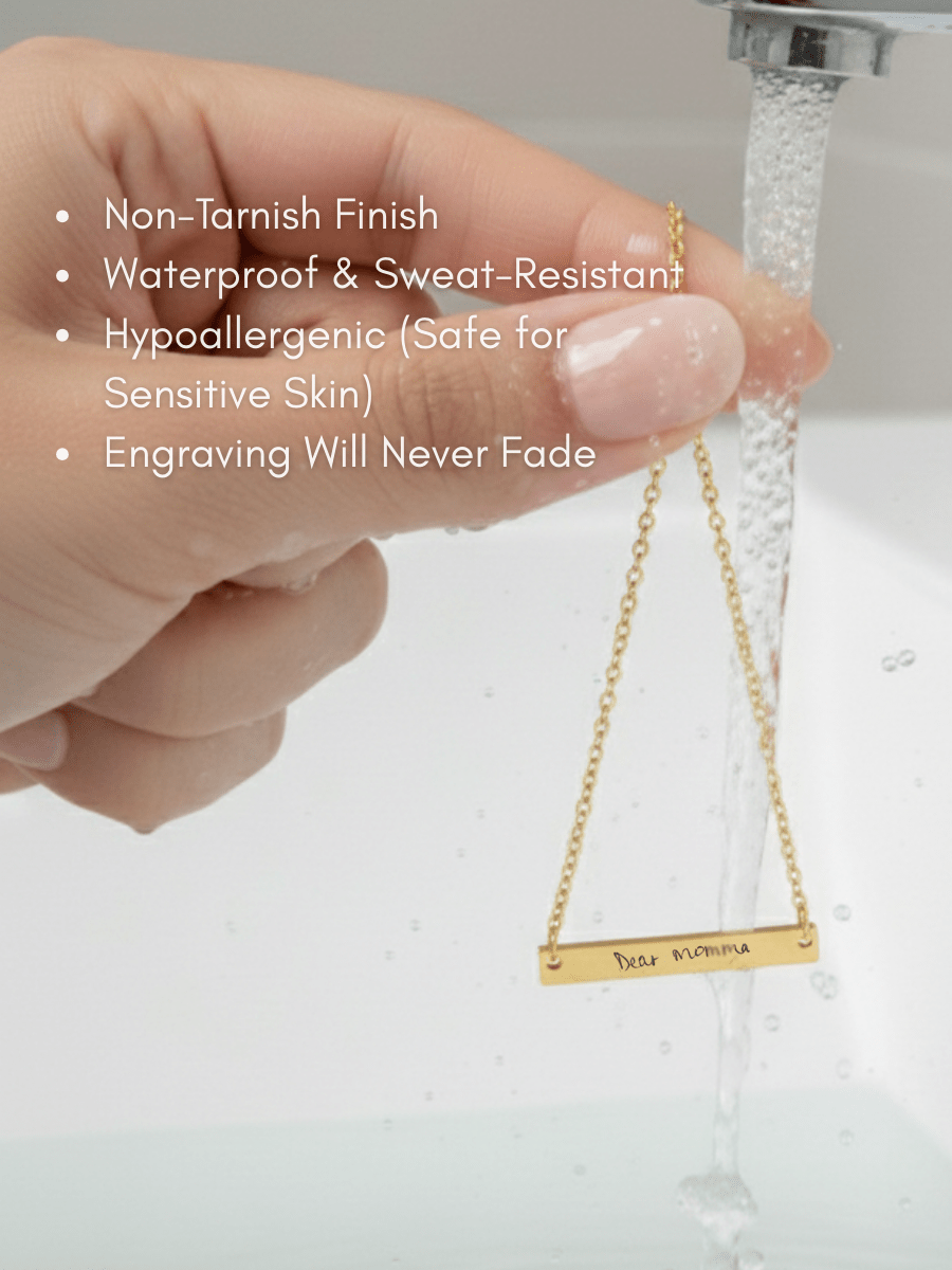 Mom Custom Engraved Text Bar Necklace
