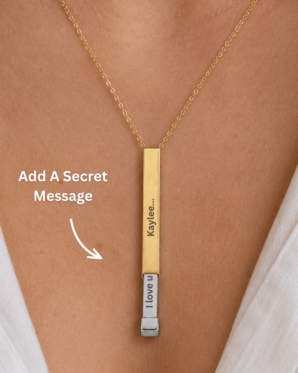 Custom Text Engraved Secret Message Necklace