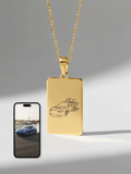 Automobile Custom Engraved Photo Tag Necklace