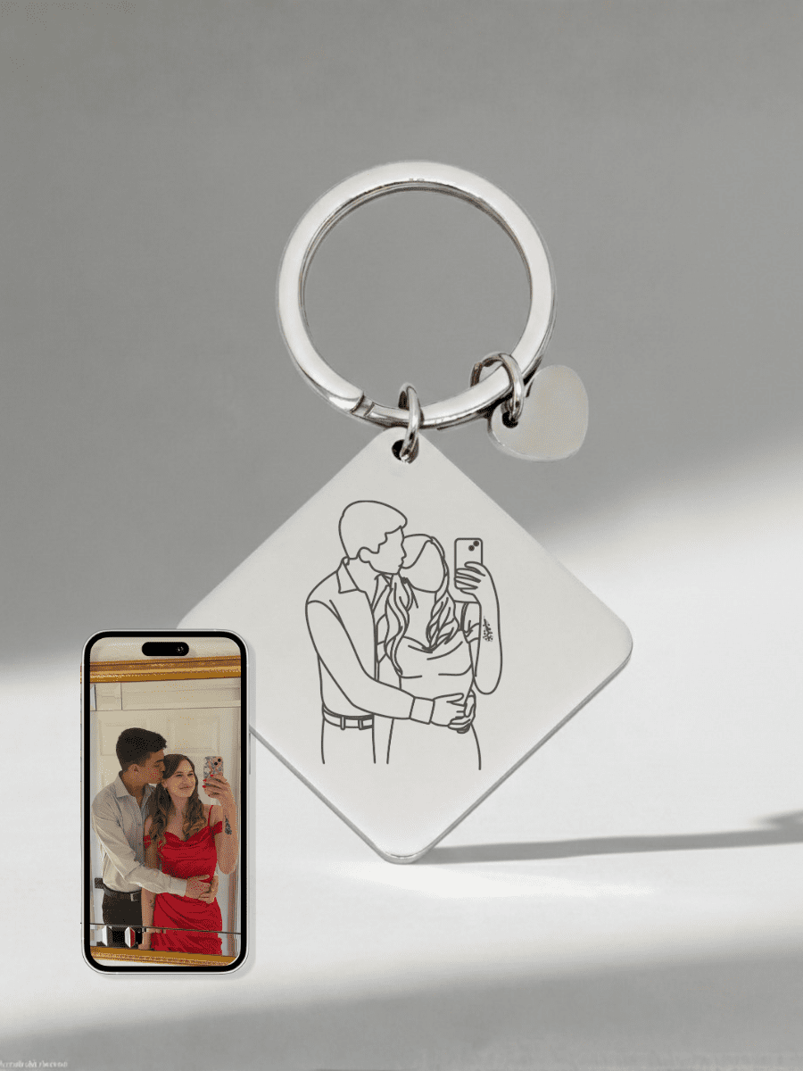 Soulmate Custom Engraved Photo Keychain