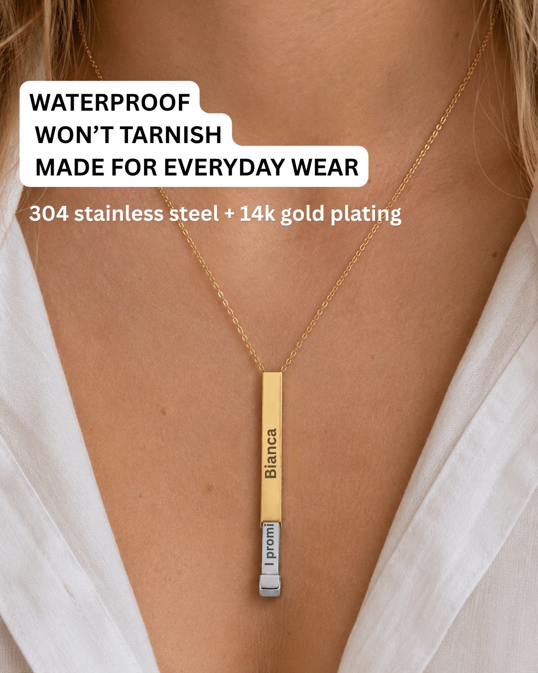 Custom Text Engraved Secret Message Necklace