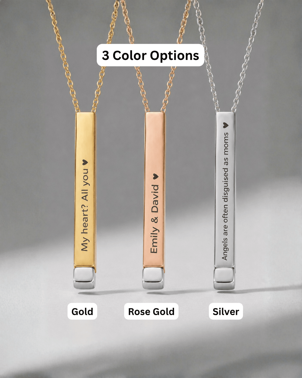 Custom Text Engraved Secret Message Necklace