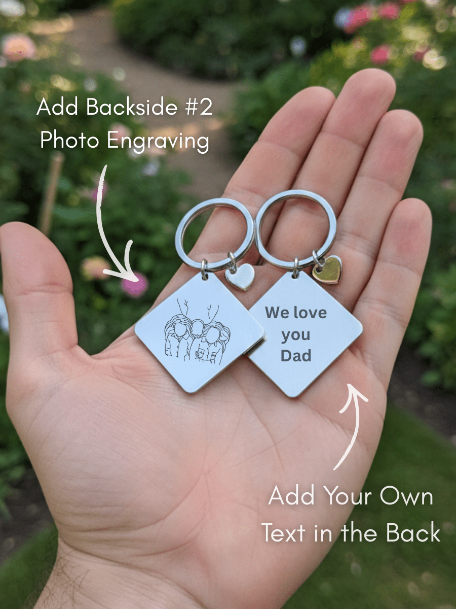 Dad Custom Engraved Photo Keychain