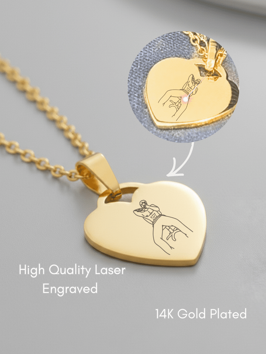 Spicy Custom Engraved Photo Heart Necklace