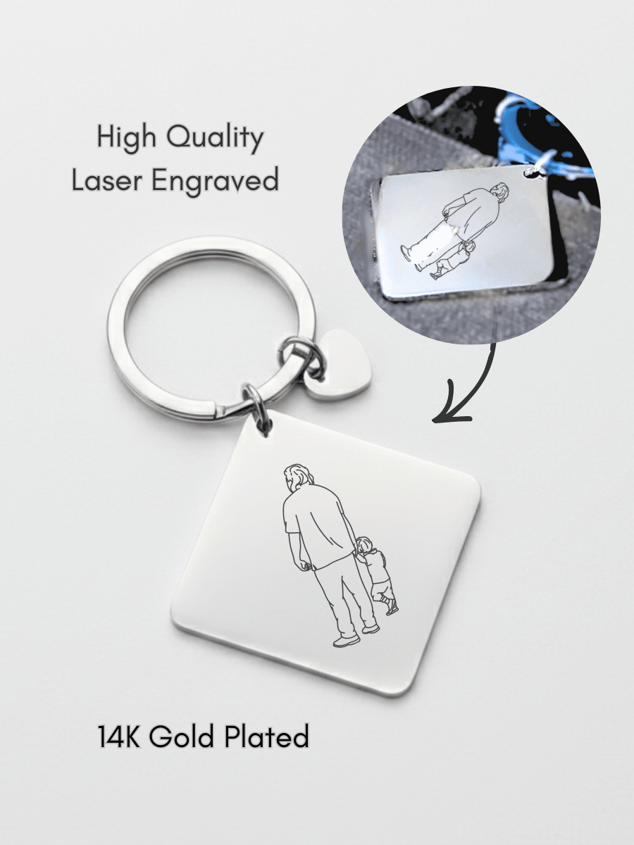 Dad Custom Engraved Photo Keychain