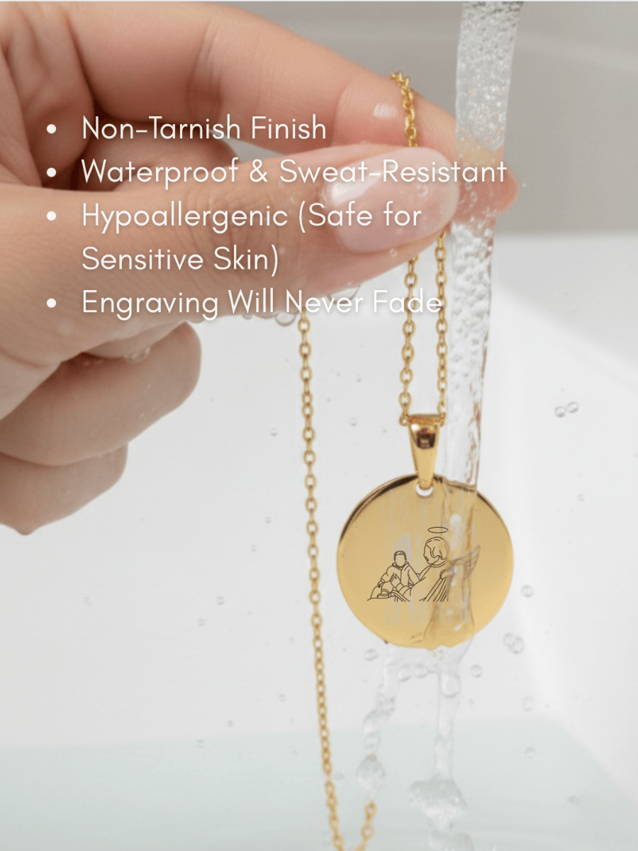 Memorial Custom Engraved Photo Circle Necklace