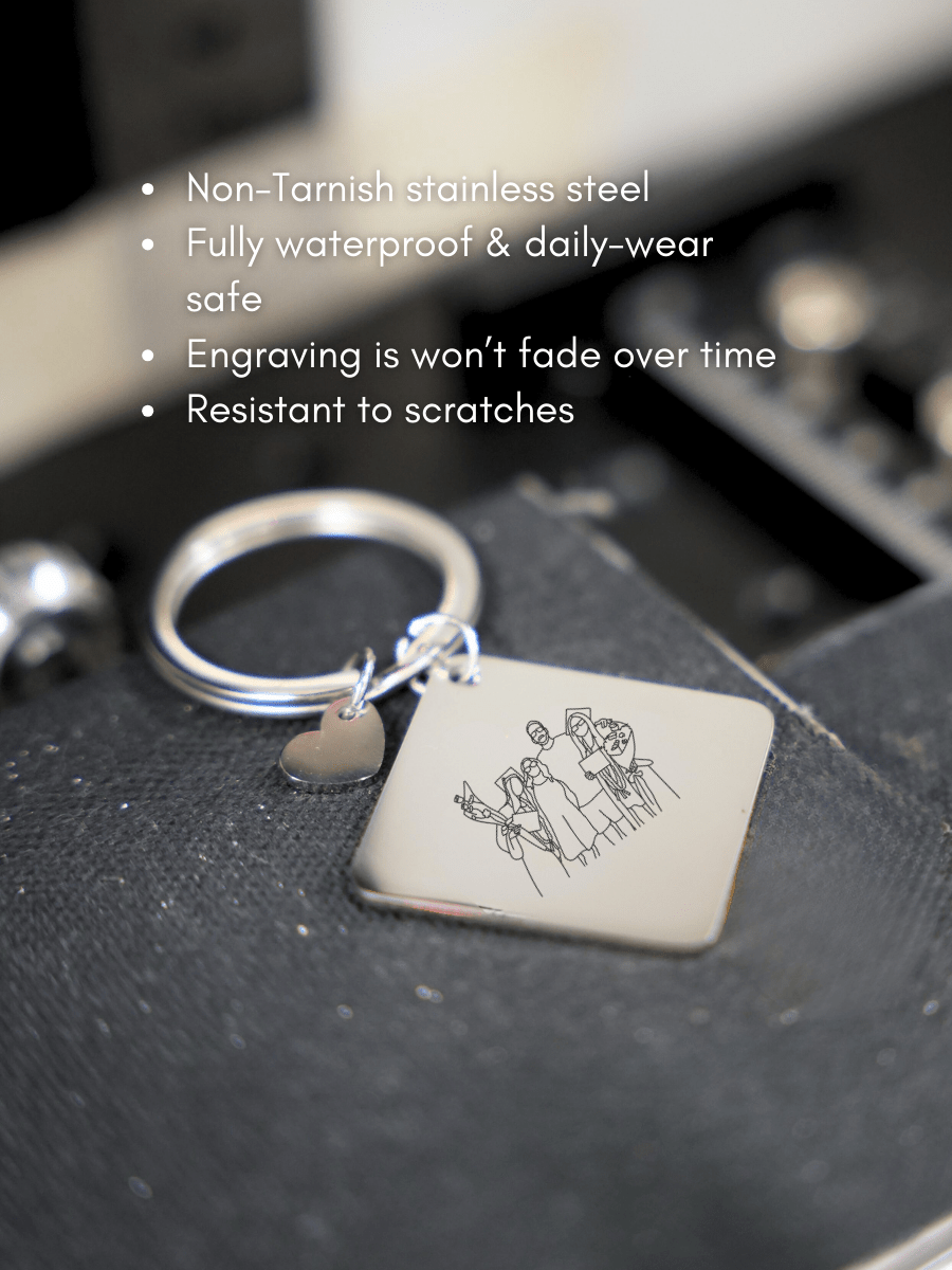 Dad Custom Engraved Photo Keychain