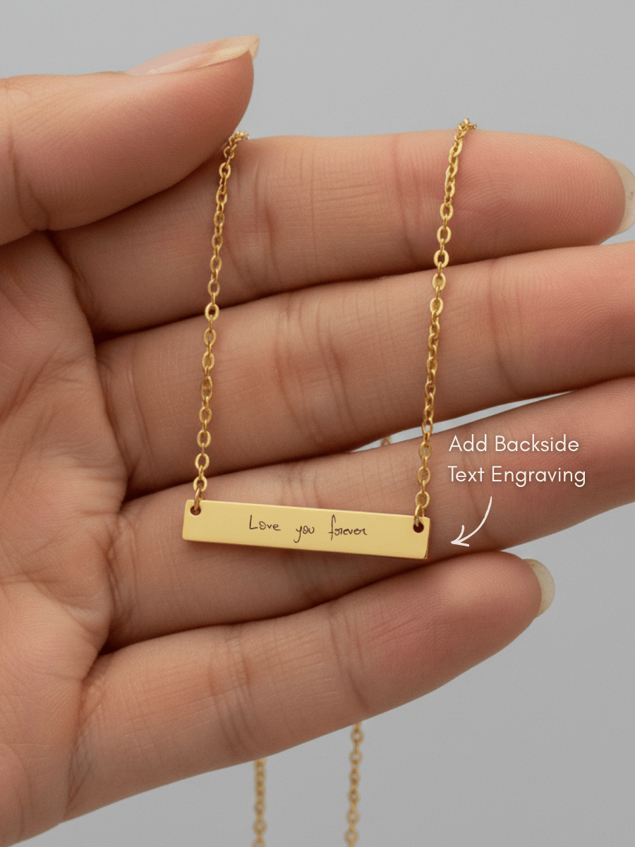 Mom Custom Engraved Text Bar Necklace