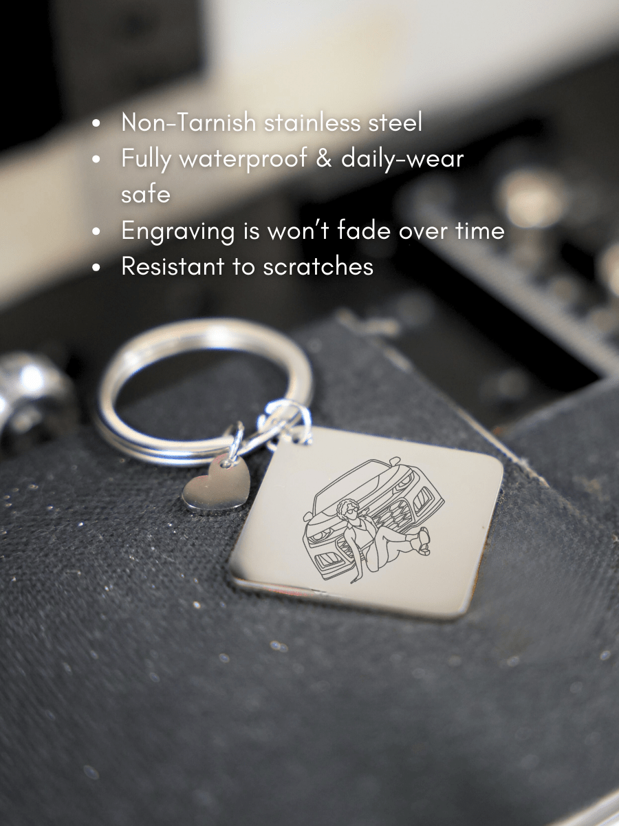 Automobile Custom Engraved Photo Keychain