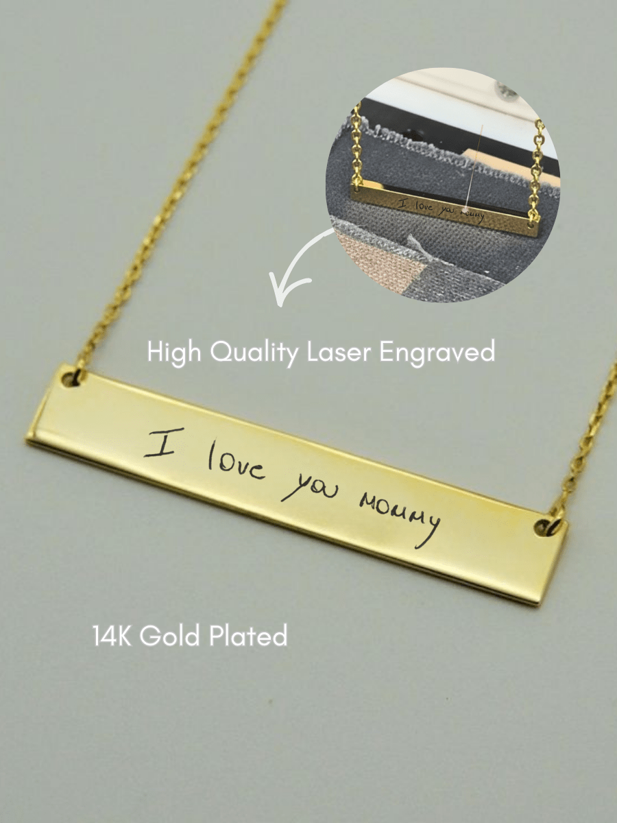 Mom Custom Engraved Text Bar Necklace