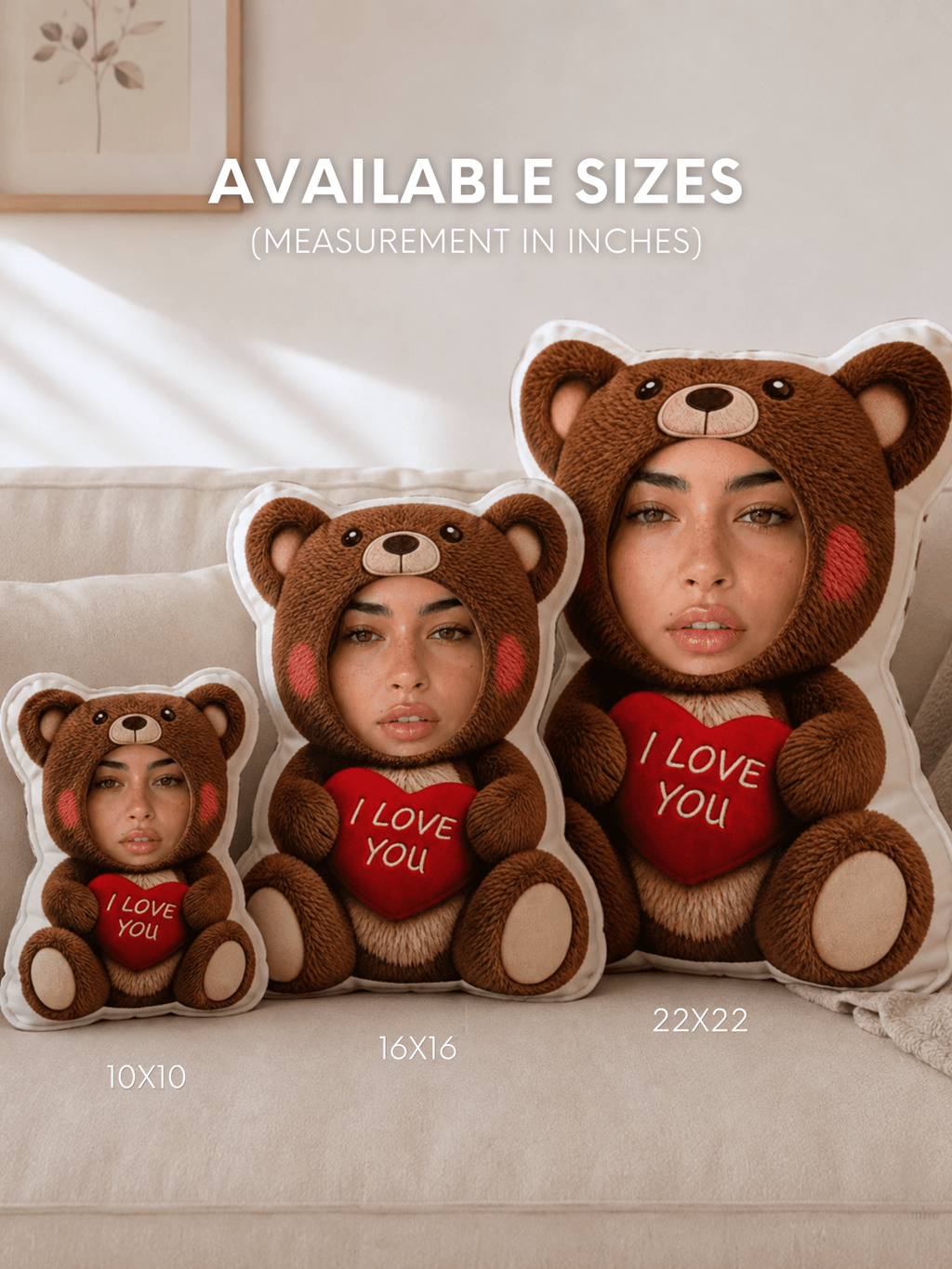 Custom Photo Teddy Bear Pillow