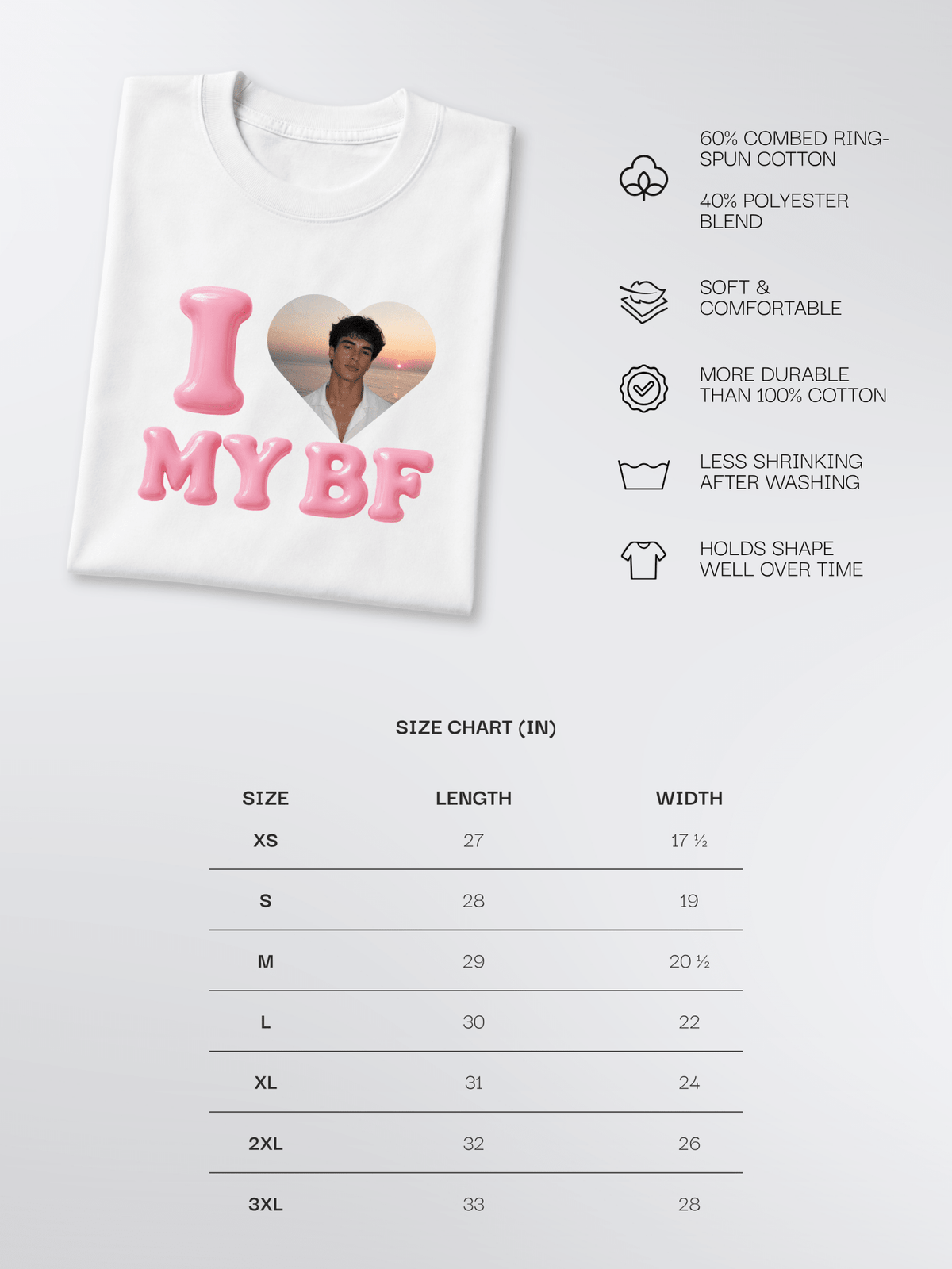 I Love My BF/GF Custom Photo Shirt